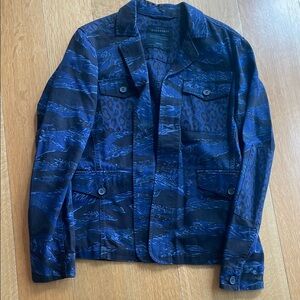 All Saints Blue Utility Jacket with Camo Pattern